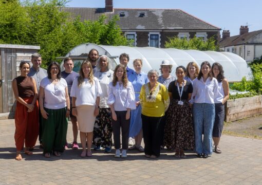 The 15 members of the Food Cardiff board gathered outside at their first meeting in July 2026